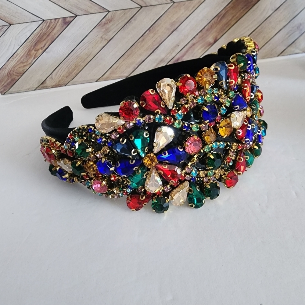 Multi Color Statement Crystal Rhinestone Headband NEW